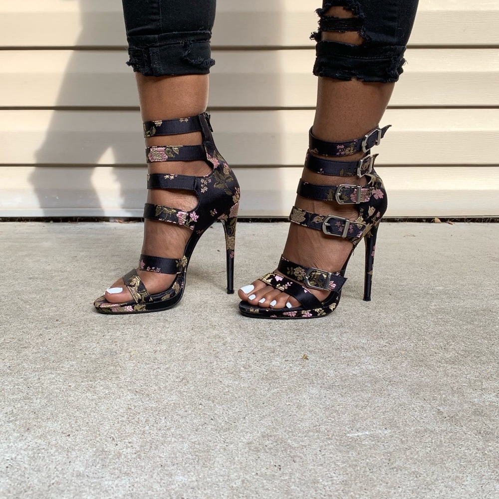 Black Floral Print Steve Madden Heels